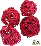 Dekorace - Lata Ball 4 cm - červený 4 ks
