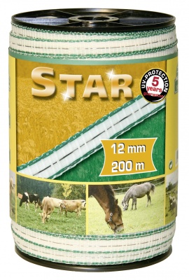 Vodič páska STAR  bílá/zelená - 12mm x 200m